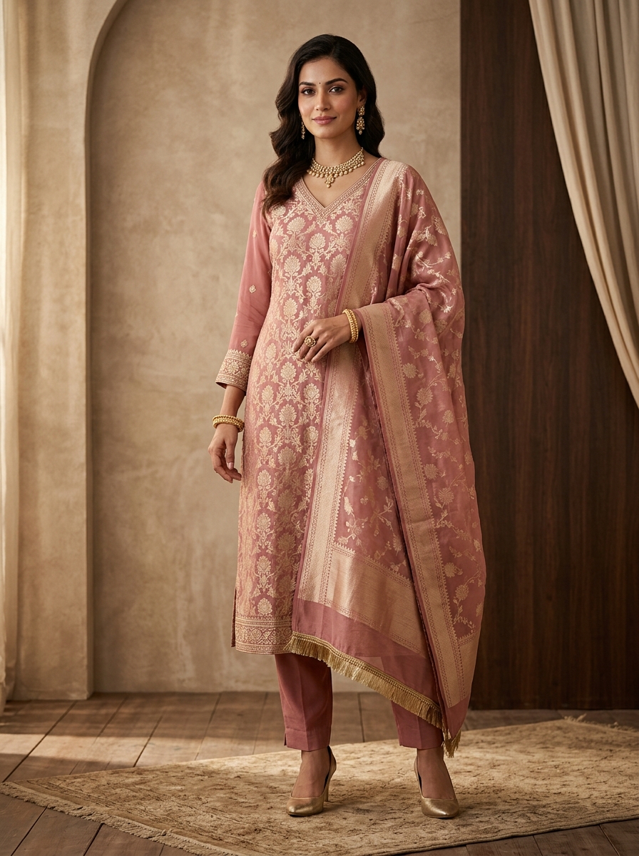 Roop Banarasi Georgette Handwoven Suit Set
